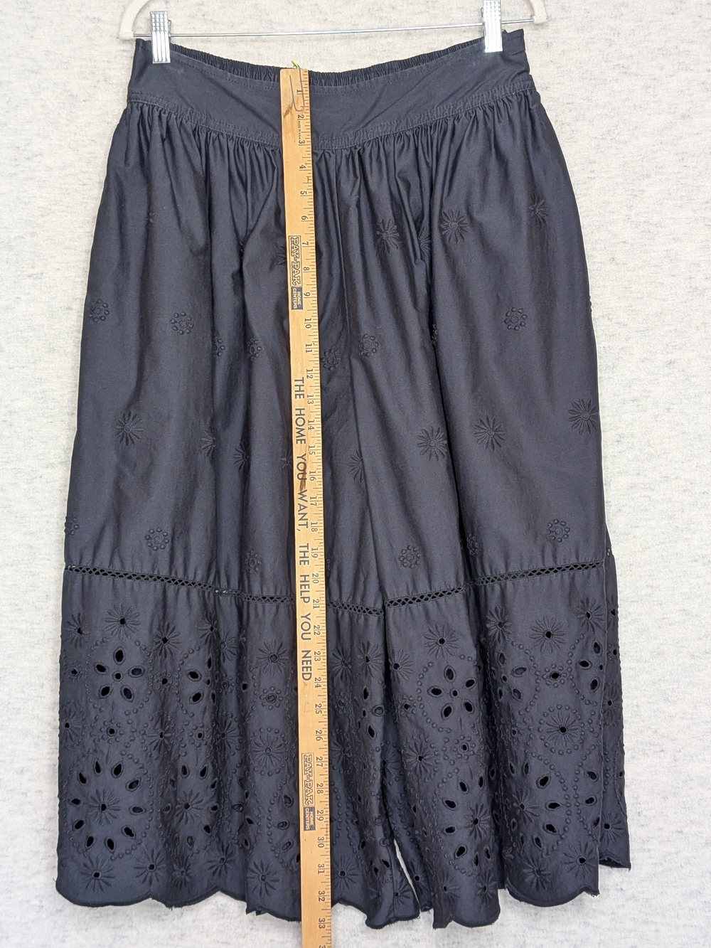 Maeve By Anthro Embroidered Skirty Culottes Eyelet Wide-Leg Dark Navy Sz M - Picture 6 of 14